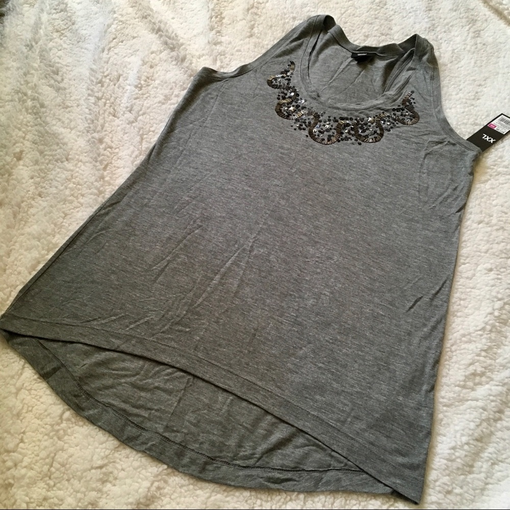 Grey Racerback Bling Tank